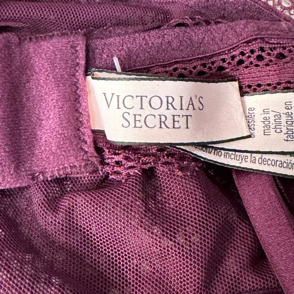 Victoria’s Secret Small Bralette Floral Lace Adjustable Straps Stretch Purple - Picture 7 of 9